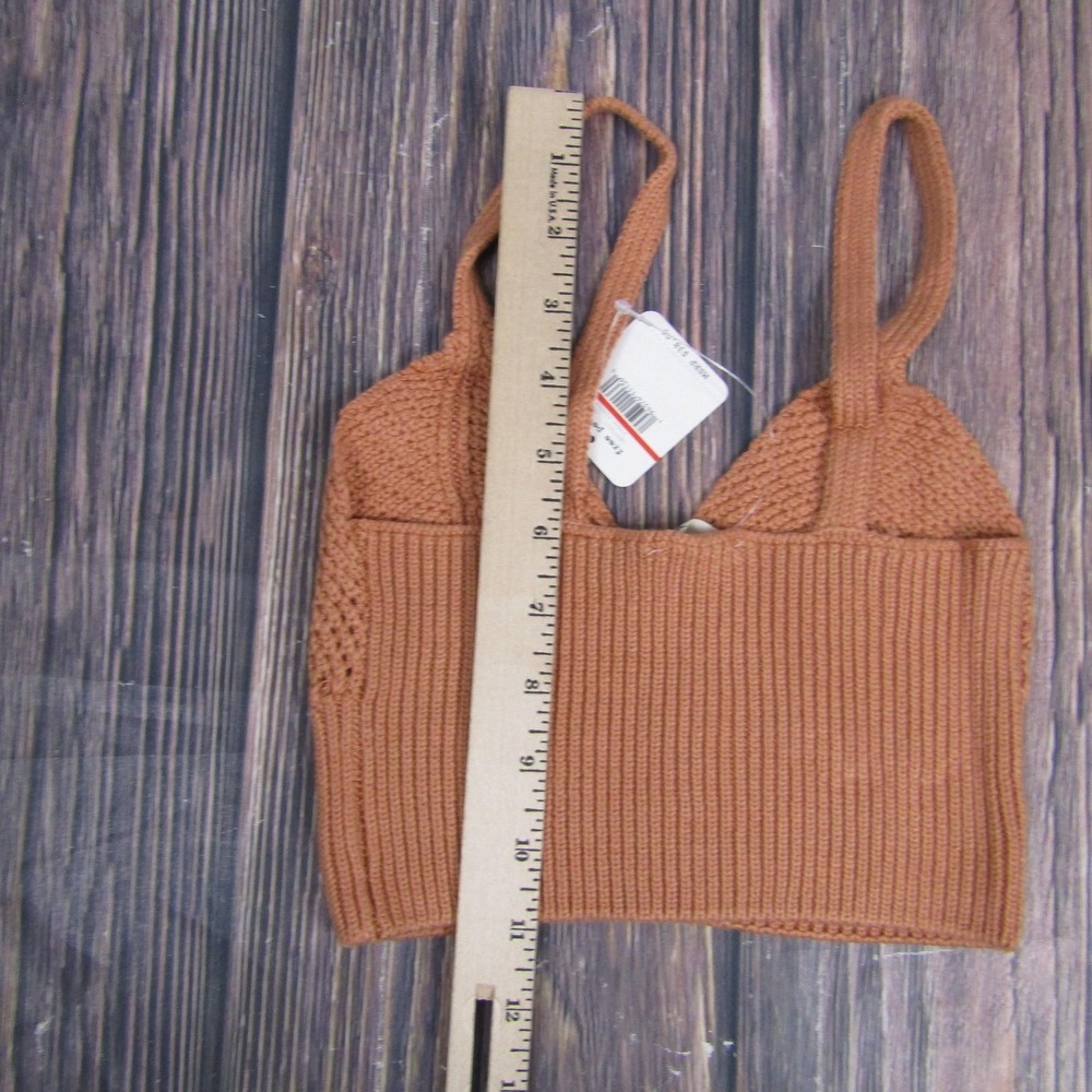 Free People Sweater Womens Extra Small Brown Sugar Almond Knit Crop Tank Top NWT - Picture 6 of 6